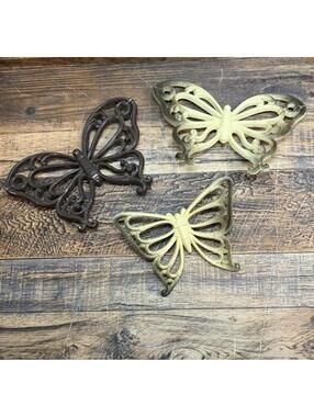 Vintage Homco Set Of 3 Boho Butterfly Wall Decor Plaques #7537
